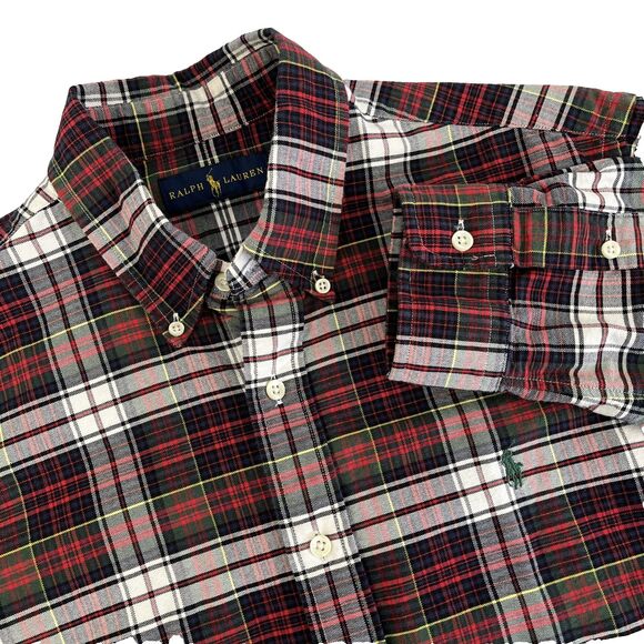 Mens Ralph Lauren Long Sleeve Button Down Shirt Size Large Red Plaid Cotton - Picture 1 of 7